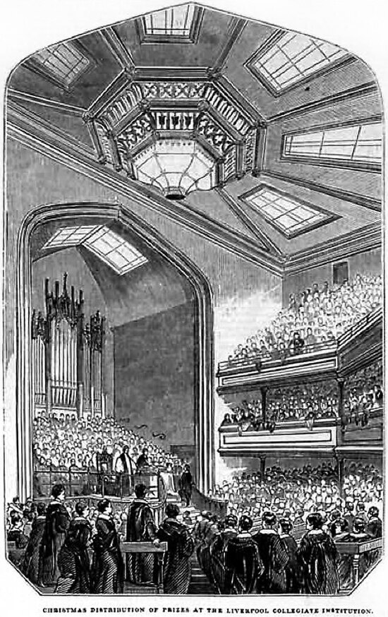 Prize Giving in the Collegiate school hall, The Illustrated London News, 1844