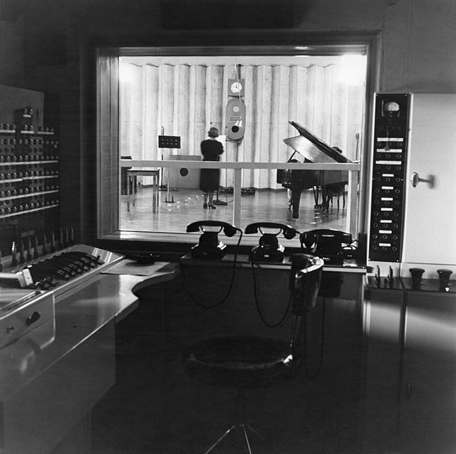 Control room and radio studio of the Finnish broadcasting company Yleisradio (YLE) in the 1930s.