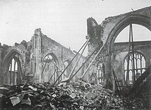 The fire-damaged ruins of Croydon parish church in 1867 Croydon church 1867 E end.jpg