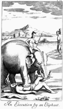 Seorang tawanan dikoyak-koyak oleh seekor gajah di Ceylon.