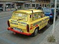 A Trabant with all-over advertising, used as a "billboard on wheels" in Prague