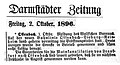 Darmstädter Zeitung vom 2. Okt. 1896