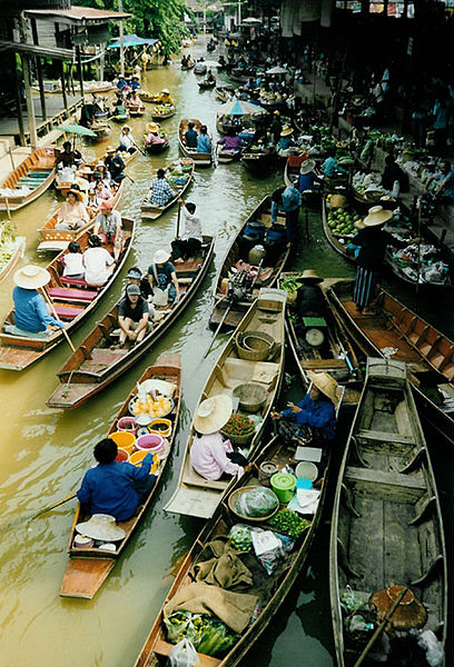 A floating market on one of Thailand's waterways