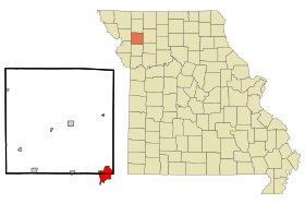 DeKalb County Missouri Incorporated and Unincorporated areas Cameron Highlighted.svg
