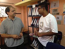 Deepak S. Bhatia, CEO of Make-A-Wish, India, with Wikipedian in Kolkata Office on April 1, 2017 Deepak S Bhatia and Indrajit Das 02.jpg