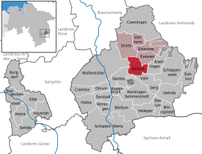 Poziția Dettum pe harta districtului Wolfenbüttel