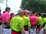 Diada castellera de les festes de primavera del 2014 a Sant Feliu de Llobregat. Hi actuaven els Castellers de Sant Feliu (camisa rosa), els Castellers de Viladecans (camisa verda) i els Castellers de Santa Coloma (camisa blau cel).Template:Location dec