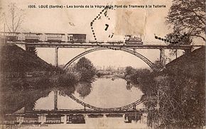 Dolbeau 1002 - LOUE - Les abords de la Vègre et le Pont du Tramway à la Tuilerie.JPG