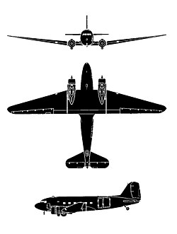DC-3 3 nézeti rajza