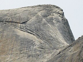 East end of Half Dome, telephoto view of cables