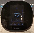 The ecobee4 smart thermostat on display at an Amazon Books location