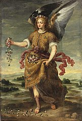 L'archange Baraquiel éparpillant des fleurs
