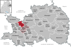 Elhelyezkedése Baden-Württemberg térképén