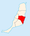 Map of Fuerteventura highlighting Antigua