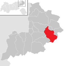 Poloha obce Fieberbrunn v okrese Kitzbühel (klikacia mapa)