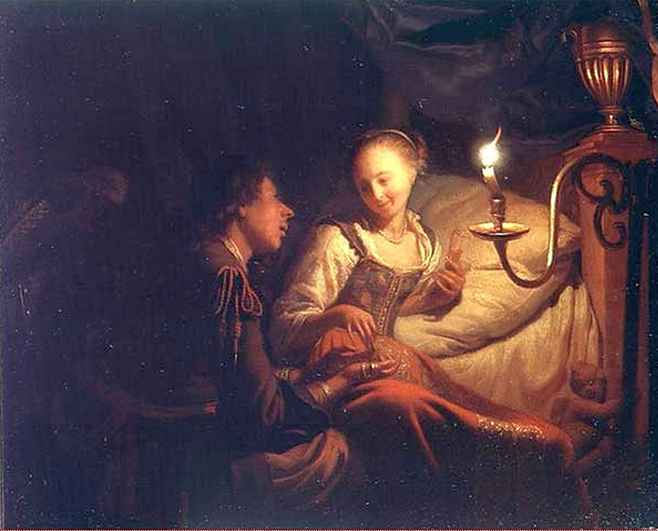 File:File-Schalcken, Godfried - A Candlelight Scene- A Man Offering a Gold Chain and Coins to a Girl Seated on a Bed - c. 1665 - 70.png