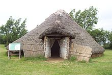 A reconstructed roundhouse at Flag Fen near Peterborough may represent how the roundhouses at Burrough Hill appeared.