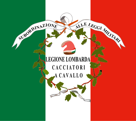 The war flag of the Lombard Legion, which was the first military unit to adopt the three Italian national colours