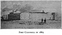 A sketch of Fort Campbell Fort Campbell in 1865. A trading post in Montana.jpg