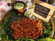 Thot man nor kala (th`dmanhn`kalaa), Thai fishcakes mixed Alpinia nigra Fried torch-ginger patties - Bangkok National Museum - 2017-04-22 (001).jpg