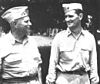 Cactus Air Force commander, MajGen Roy S. Geiger, poses with Capt Joseph J. Foss, the leading ace at Guadalcanal with 26 Japanese aircraft downed.