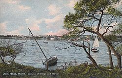 Glimpse of village and harbor in 1910
