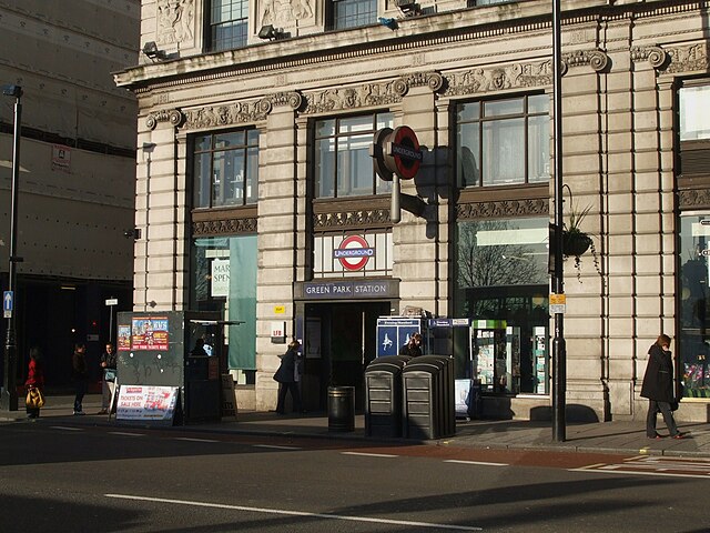 Green Park station building and entrance in 2008