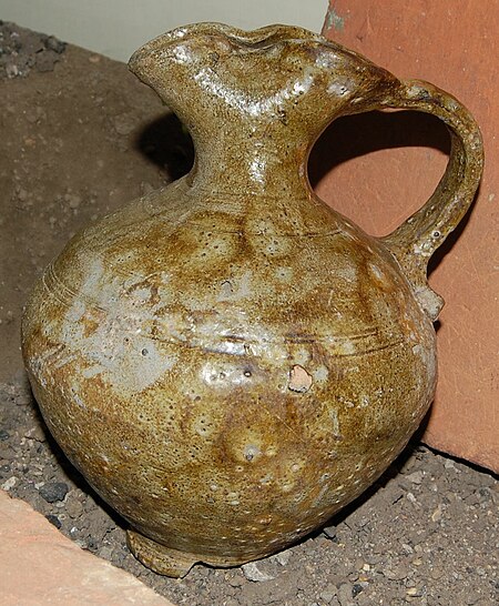 Green glazed jug Derby