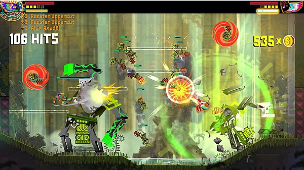 Guacamelee is a brawler-based platform game that features cooperative play, allowing the two luchador characters to coordinate their actions for more 