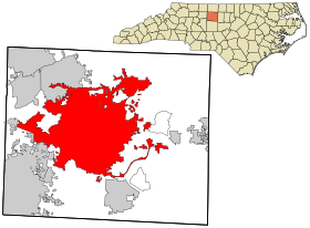 Guilford County North Carolina incorporated and unincorporated areas Greensboro highlighted.svg