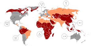 انتشار فيروس التهاب الكبد B اعتبارا من عام 2005