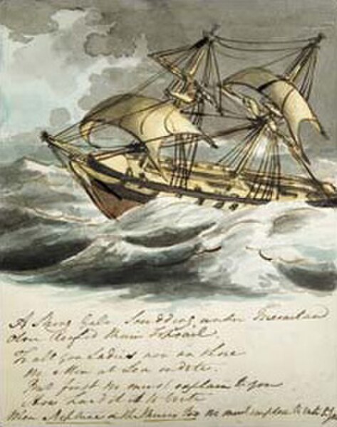 Sketch of a brig-sloop, probably HMS Clio, by Cmdr. William Farrington, ca. 1812, Peabody Essex Museum