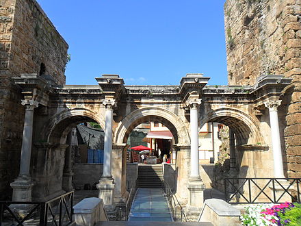 Hadrian's Gate, in Antalya, southern Turkey was built to honour Hadrian who visited the city in 130.