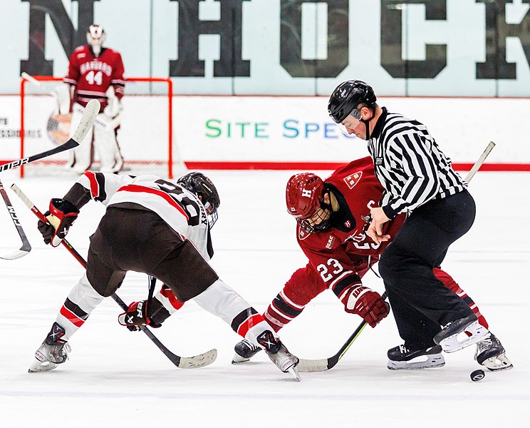 File:Harvard Crimson face-off against Brown Bears mens ice hockey.jpg