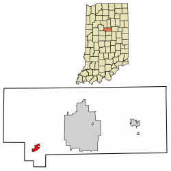 Locatie van Russiaville in Howard County, Indiana.