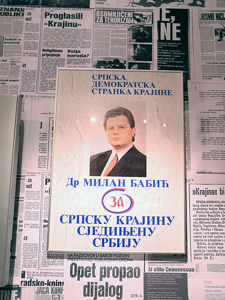 A flyer advertising Milan Babić during the election