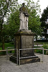 A statue of John Alderson M.D. outside of the Hull Royal Infirmary in Kingston upon Hull.