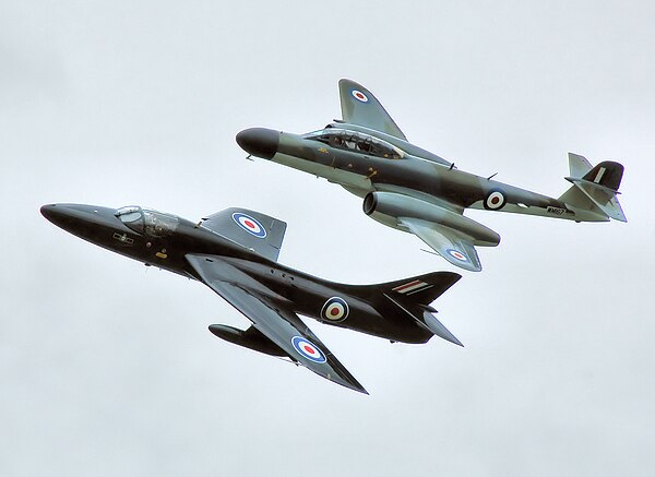 Hawker Hunter and Gloster Meteor. Two aircraft types that saw post-WW2 operation from West Raynham.