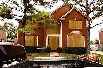 A house boarded up in preparation for Hurricane Ike Hurricane Ike Preparation.jpg