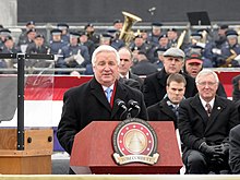 Tom Corbett delivering his inaugural address, January 18, 2011 Inaugural speech Tom Corbett 2011.jpg