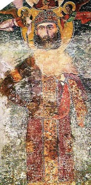 A 14th-century donor portrait in fresco of Bulgarian tsar Ivan Alexander in the ossuary
