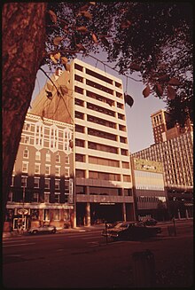JPC headquarters at 820 S. Michigan Avenue in Chicago, 1973. Photo by John H. White. JOHNSON PUBLISHING COMPANY ON MICHIGAN AVENUE IN CHICAGO THE BLACK OWNED FIRM PUBLISHES EBONY, JET, BLACK WORLD... - NARA - 556249.jpg