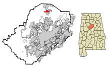 Jefferson County Alabama Incorporated e Aree non incorporate Kimberly Highlighted.svg