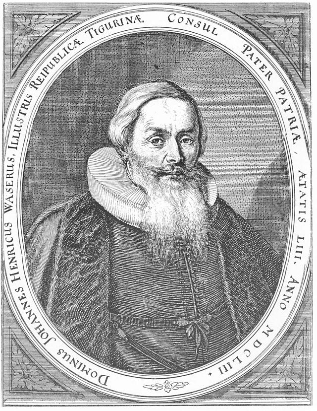 Johann Heinrich WaserPorträt und Stich von Conrad Meyer