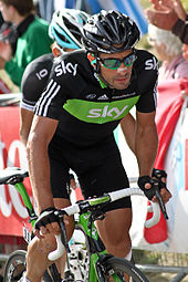Juan Antonio Flecha, during stage 19, wearing the team's special kit for the race. Flecha also made headlines when he and Vacansoleil-DCM's Johnny Hoogerland were sideswiped by a France Televisions car during an overtaking manoeuvre, while they rode in a breakaway. Juan Antonio Flecha 2011 Tour de France.jpg