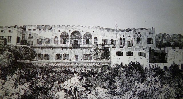 19th century engraving of the Kaiserswerth deaconesses building in Beirut