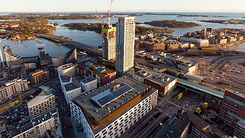 Kalasatama district, Helsinki, under construction in 2020.