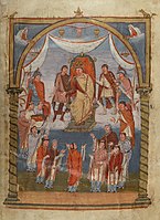Hoja dedicatoria de la «Biblia de Carlos el Calvo» (Biblia Vivianaea), 844, París, Bibliothèque nationale