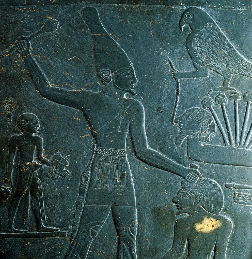 Imagen generada por inteligencia artificial de Narmer, faraón legendario y fundador de la primera dinastía egipcia, conocido por unificar el Alto y Bajo Egipto.