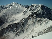 南東の木曽駒ヶ岳と木曽前岳